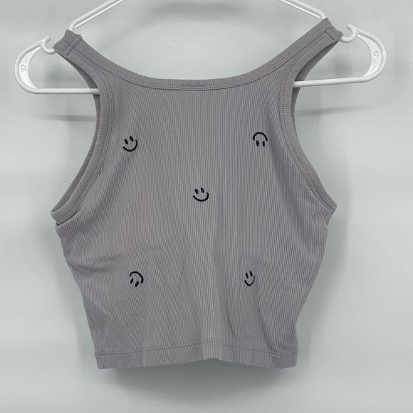 Pink Victoria secret dusty lavender embroidered smiley face cropped tank - Picture 2 of 6